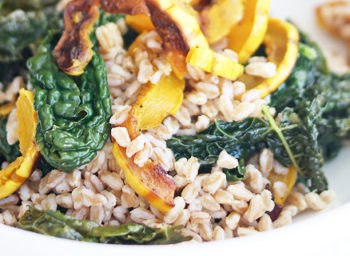 Recipe: Farro with Roasted Delicata Squash, Kale, and Sherry Vinegar
